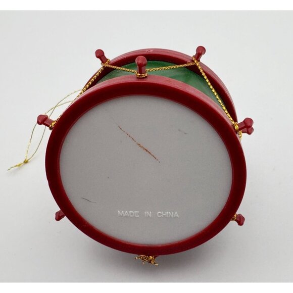 Vintage Toy Drum Christmas Tree Ornament Teddy Bear and Train Whimsical - Picture 7 of 8